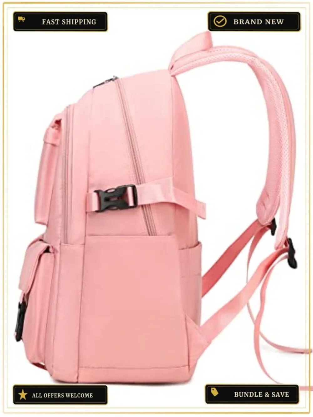 Waterproof 3-Piece School Backpack Set with Laptop Sleeve, Lunch Bag & Pencil